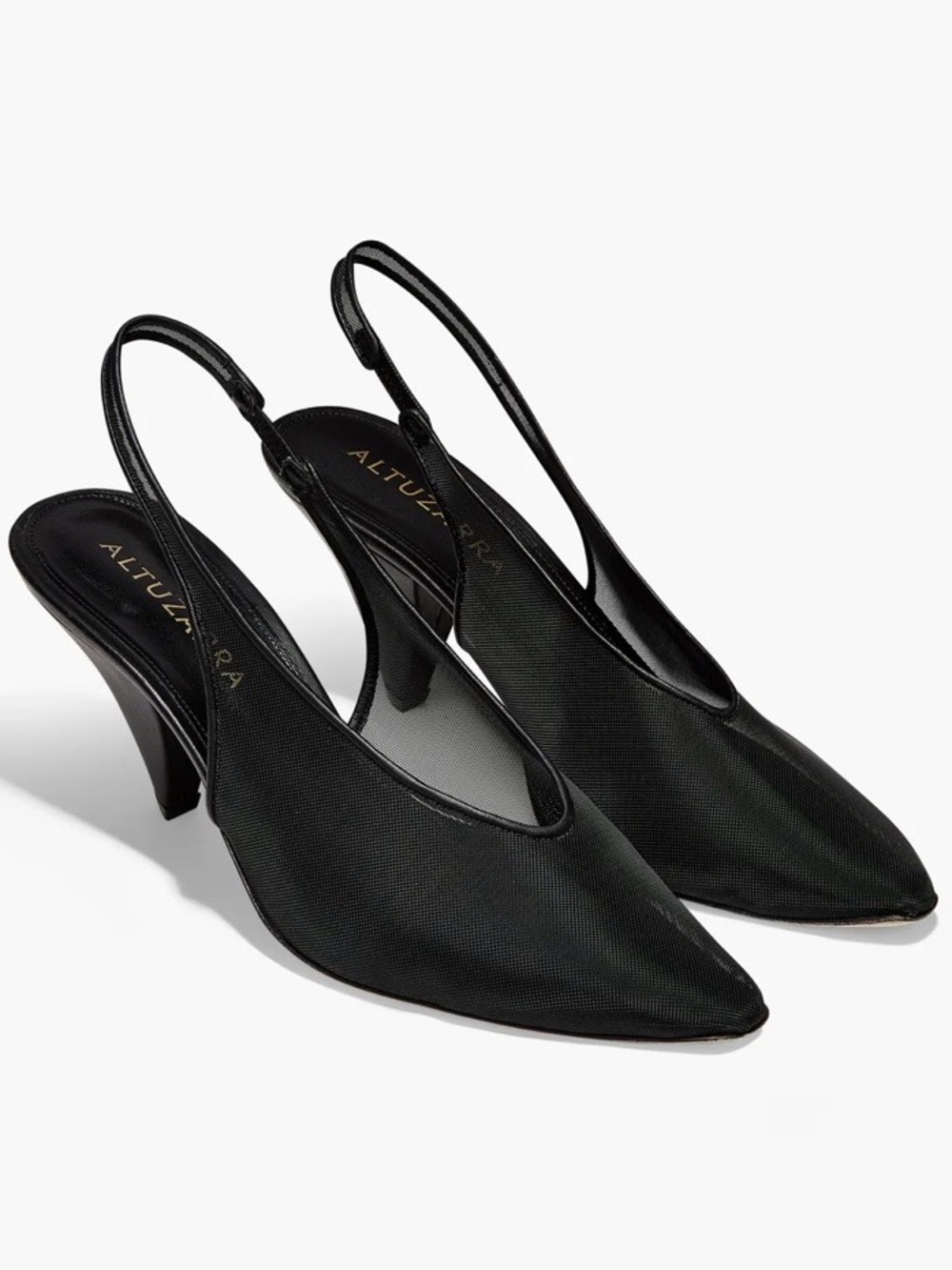 Altuzarra Black Mesh Slingback Pumps Heels Size 40 Italy Pointed Toe